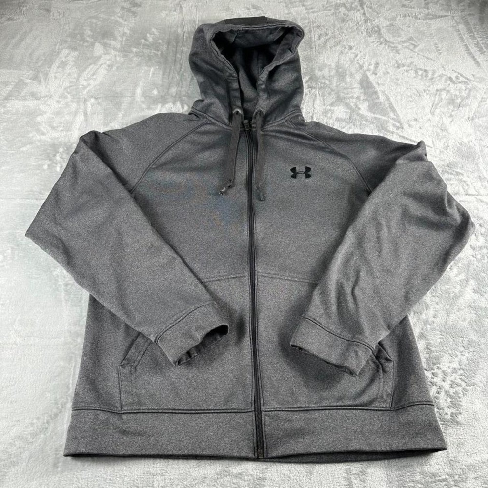 Under Armour Jacket Men M Gray Full Zip Hooded Sweatshirt Performance Sportswear